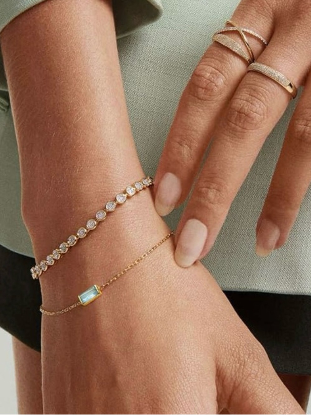 Dainty Birthstone 14K Gold Plated (Non Tarnish) Stackable Bracelet